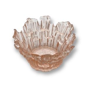 Vintage Dalzell Viking Glass Candle Holder/ Votive Ice Pink Trinket/ Dish/ Bowl